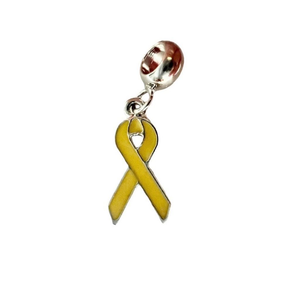 2/$9 Silver Yellow Awareness Ribbon Charm - Picture 2 of 3